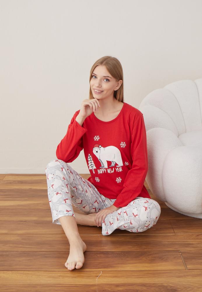 Pijama Dama Craciun ,maneca lunga ,pantaloni lungi,Engros